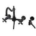 Duchess KS1245PKXBS 8" Centerset Wall Mount Kitchen Faucet with Brass Sprayer KS1245PKXBS